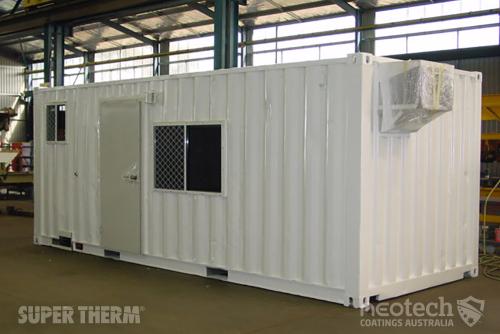 Super Therm applied to converted shipping container for living